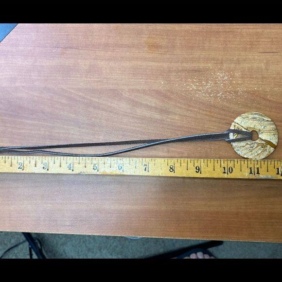 Jasper Disc necklace on leather cord and matching stretch wrap bracelet - Picture 11 of 11